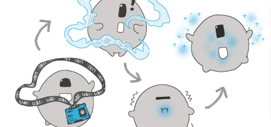 Eddi’s Journey — character sheet of a grey blob mascot