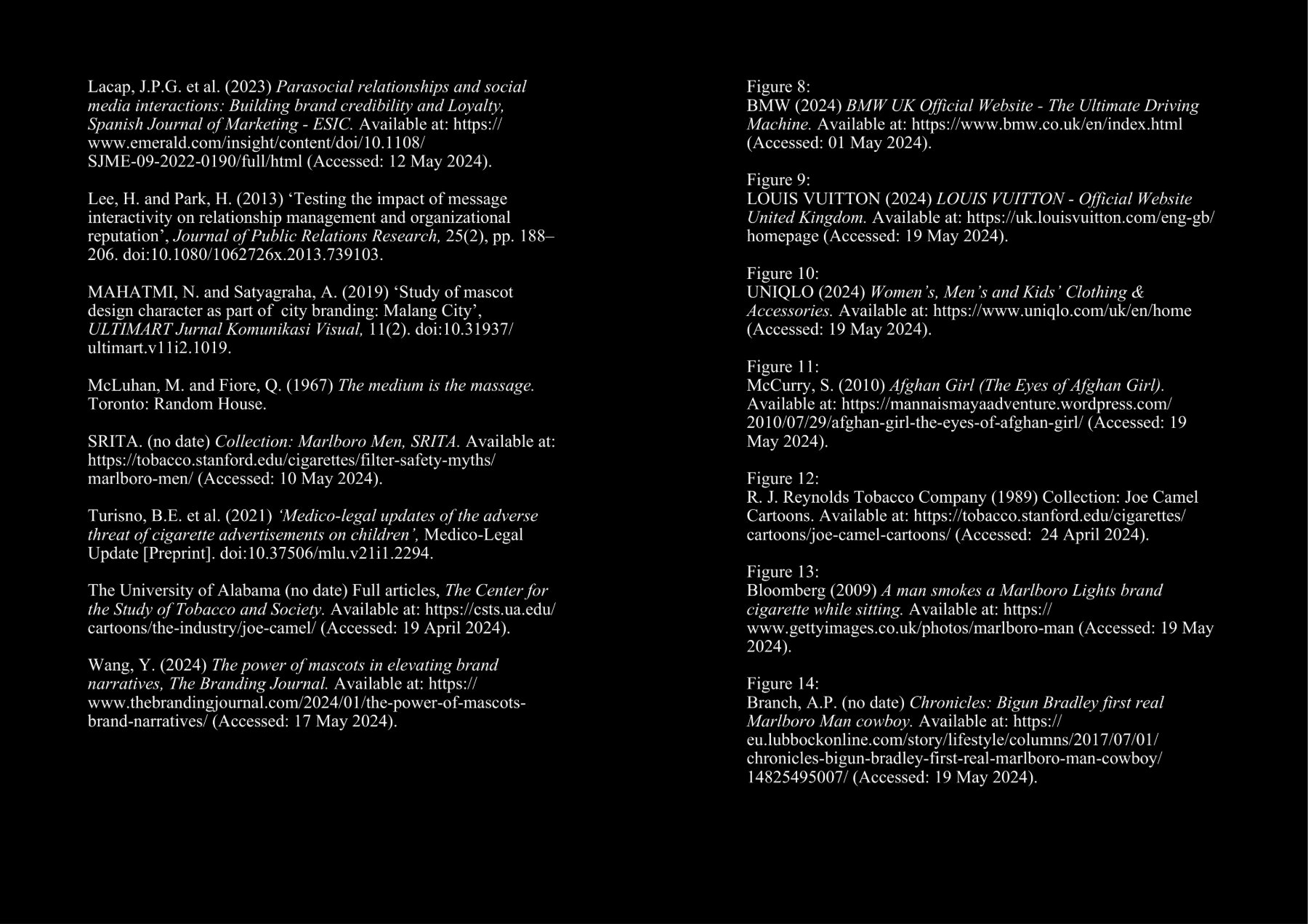 List of literal references and list of figures, part two.