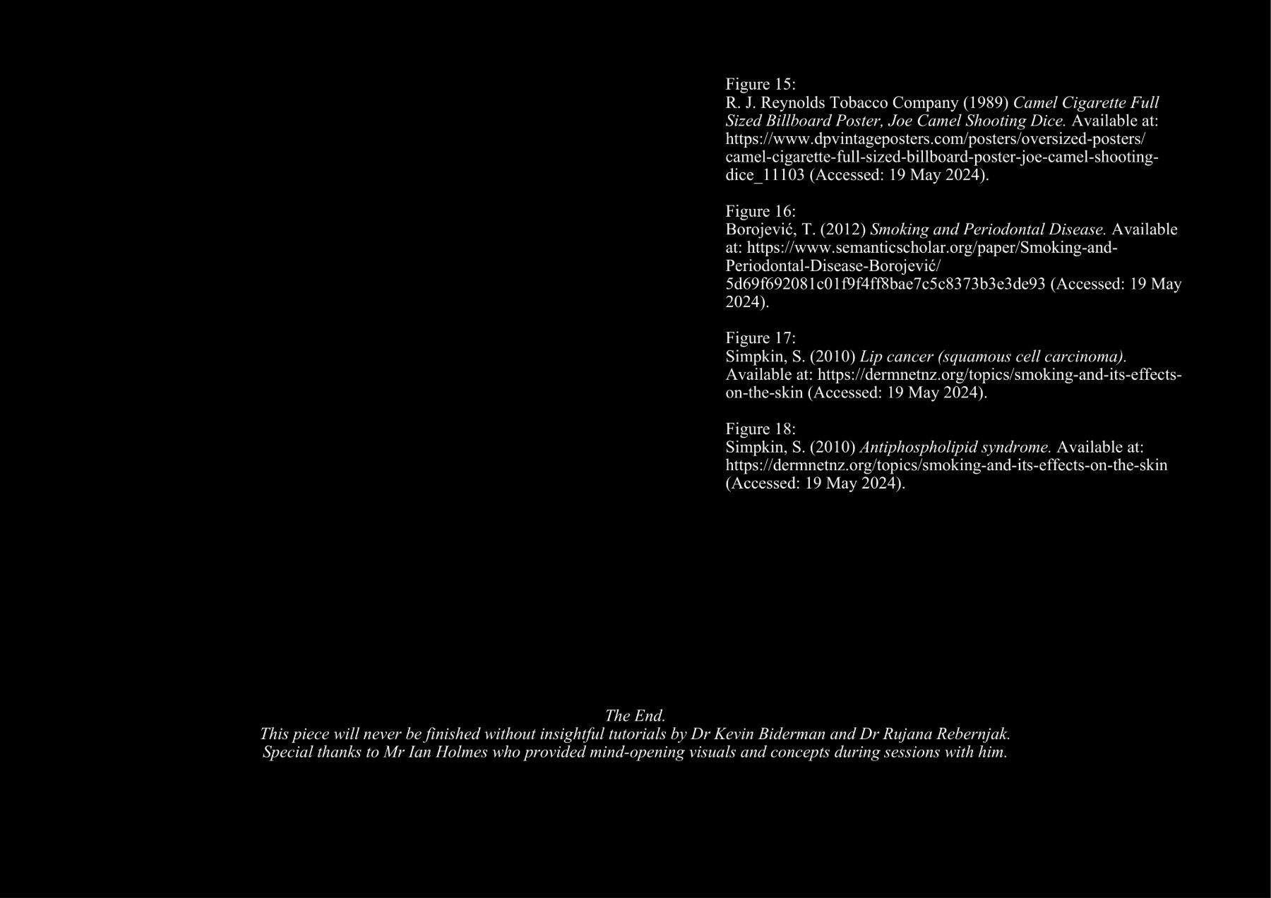 Remaining figure references and a closing acknowledgement: The End.