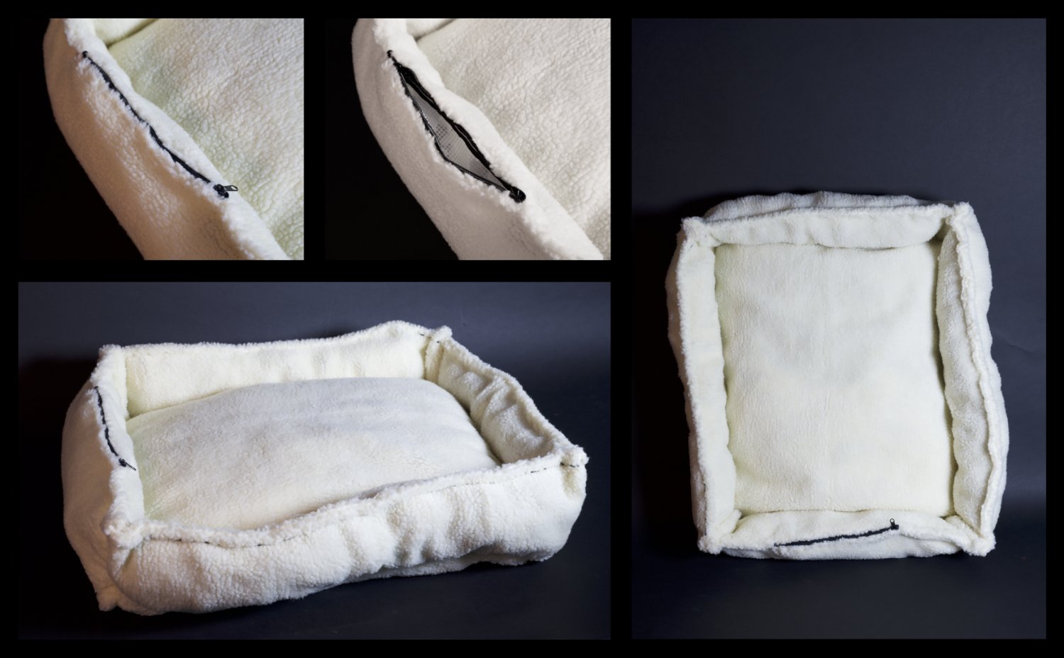 The dog bed — a soft, openable, scent-holding cushion